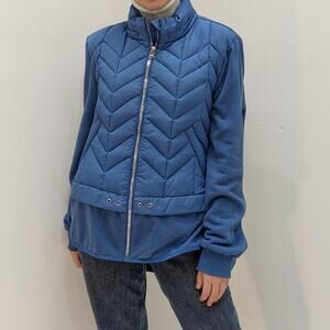 Bernardo Performance Fall Winter Blue Quilted Hybrid Puffer Jacket L